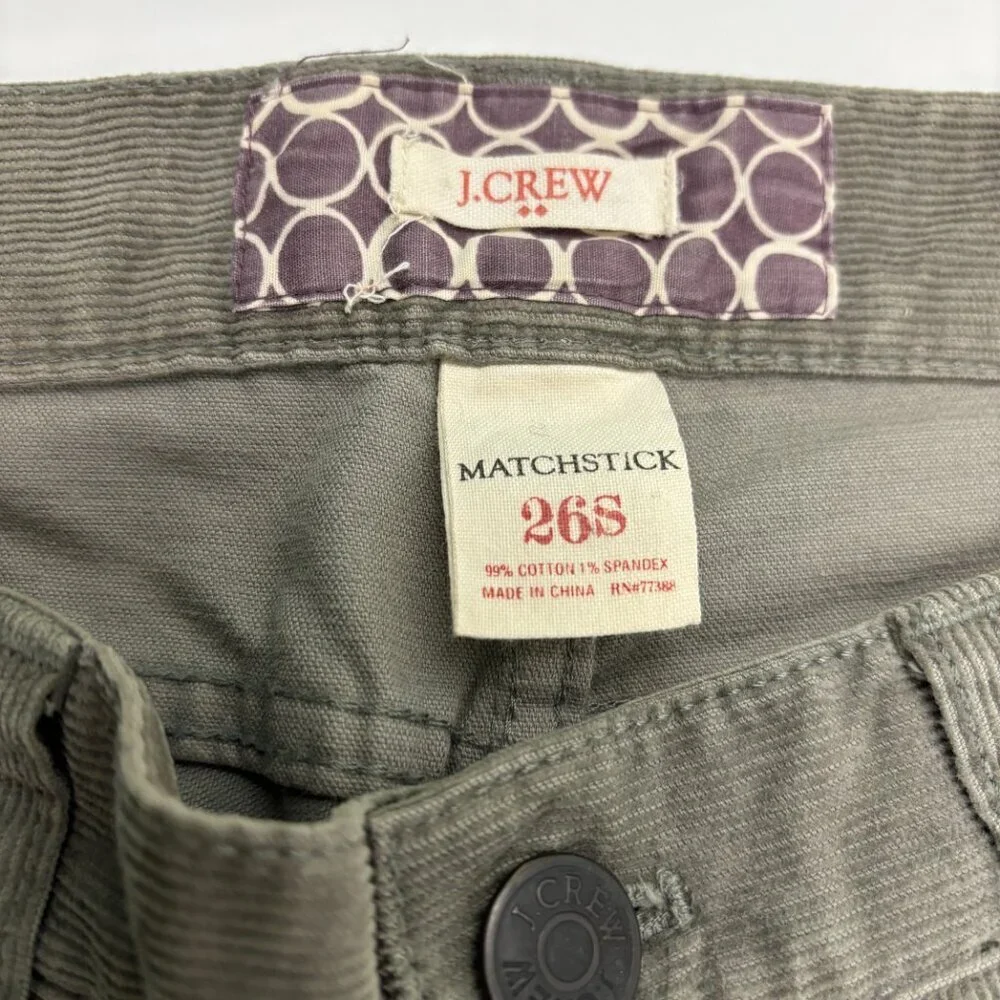 J. Crew Matchstick Straight Leg Women's size 26P Gray‎ Corduray Pants